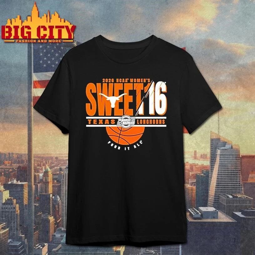 Texas Longhorns Sweet 16 2026 Womens March Madness Graphic Shirt