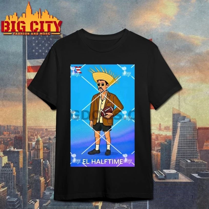 Bad Bunny El Halftime Playboy Loteria Style T-Shirt