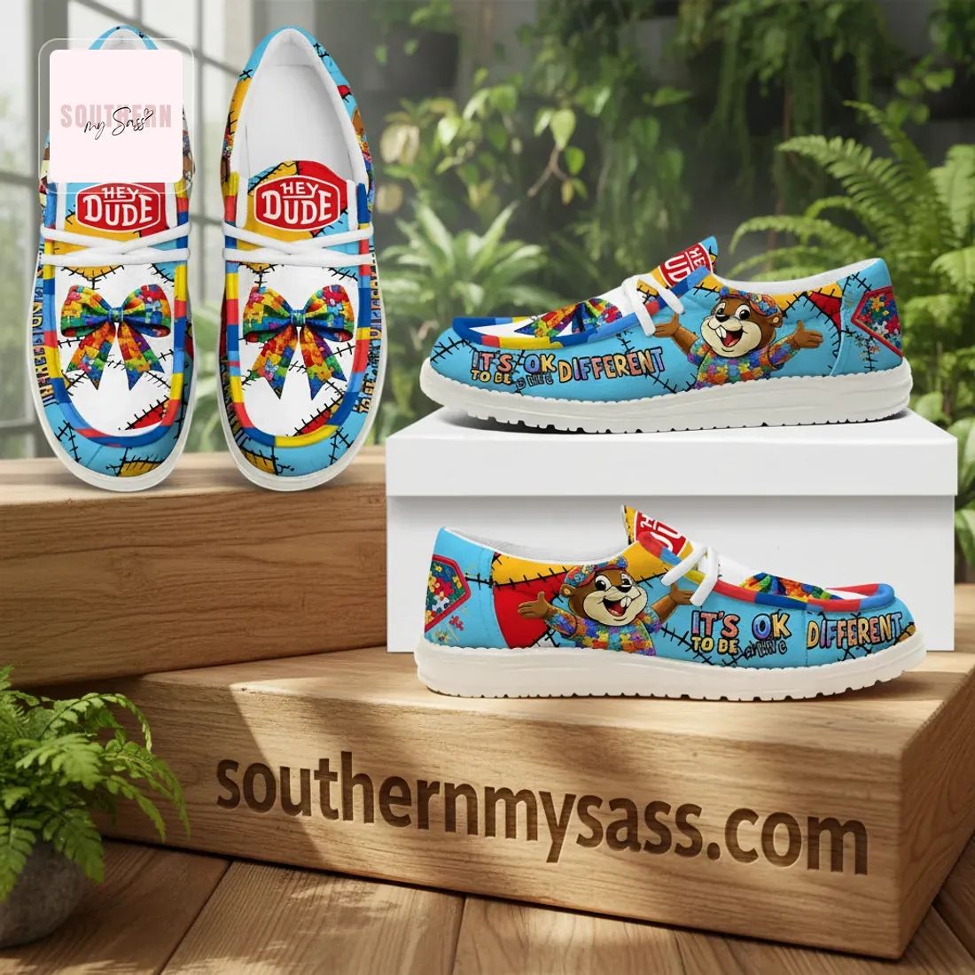 Buc-ee’s Autism Awareness It’s OK to be Different Hey Dude Shoes