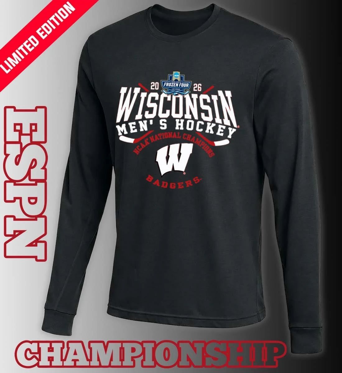 2026 Wisconsin Badgers Men’s Hockey National Champions T-Shirt