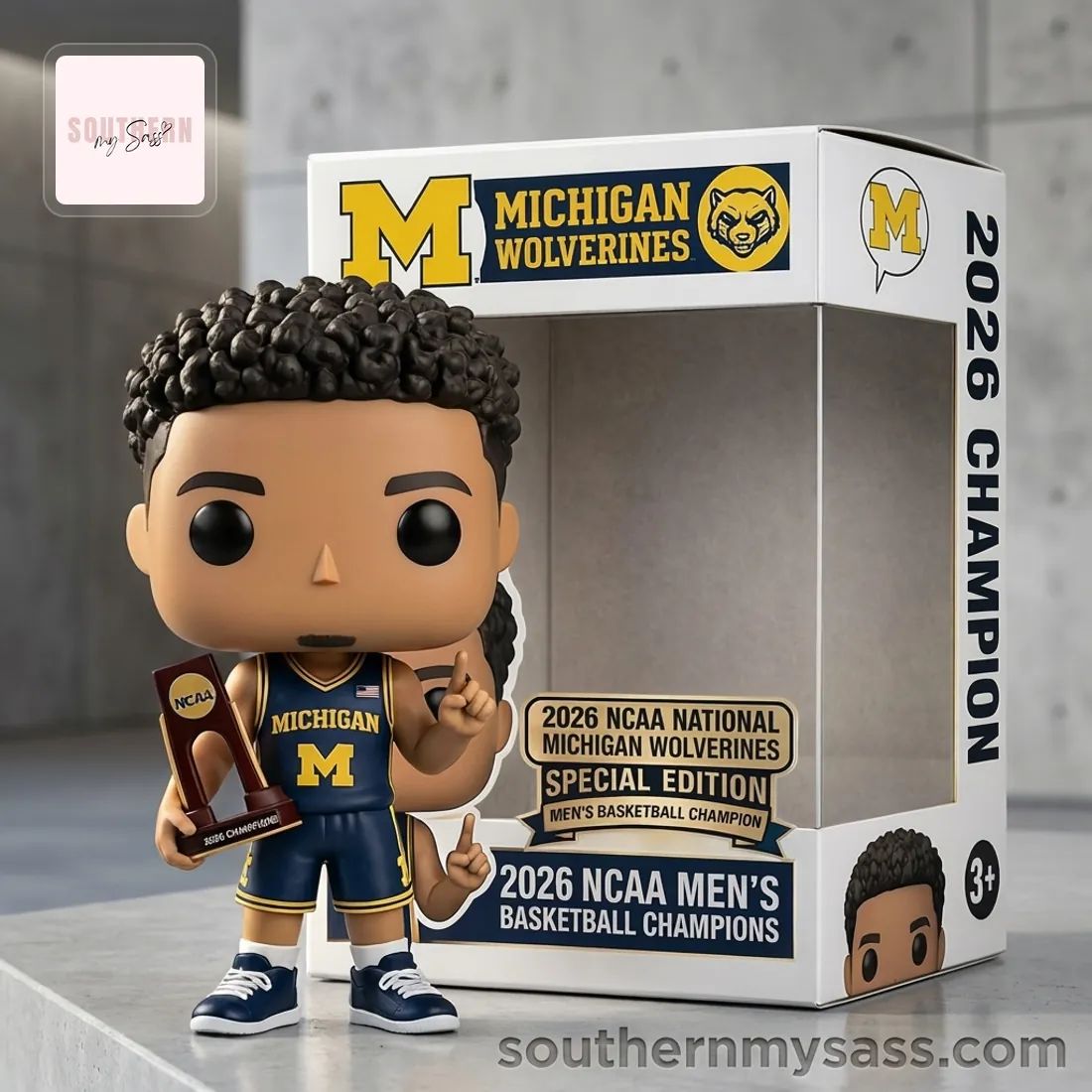 Michigan Wolverines 2026 NCAA Men’s Basketball National Champions Pop Figure Doll