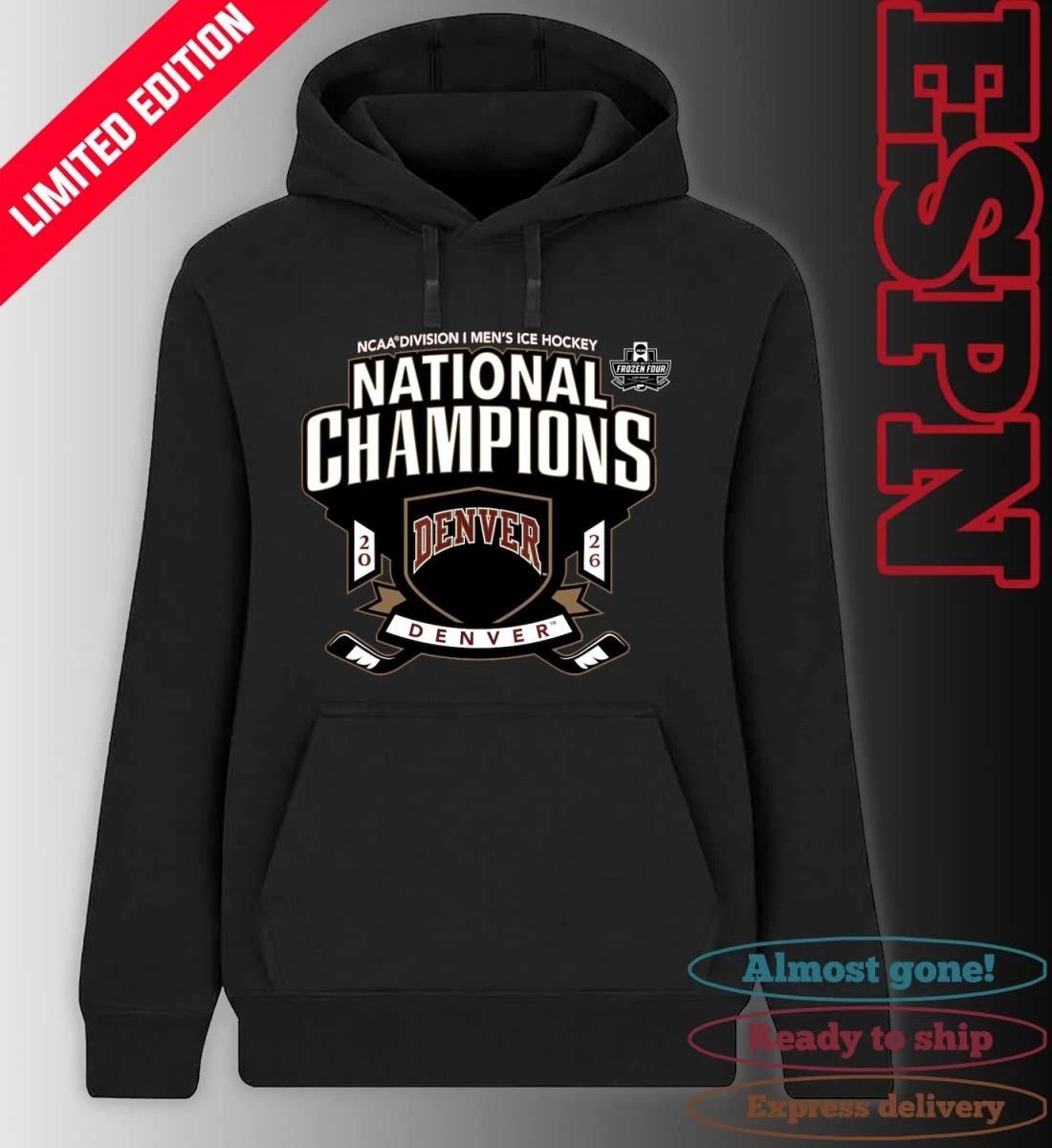 Denver Pioneers 2026 NCAA Men’s Hockey National Champions Frozen Four T-Shirt