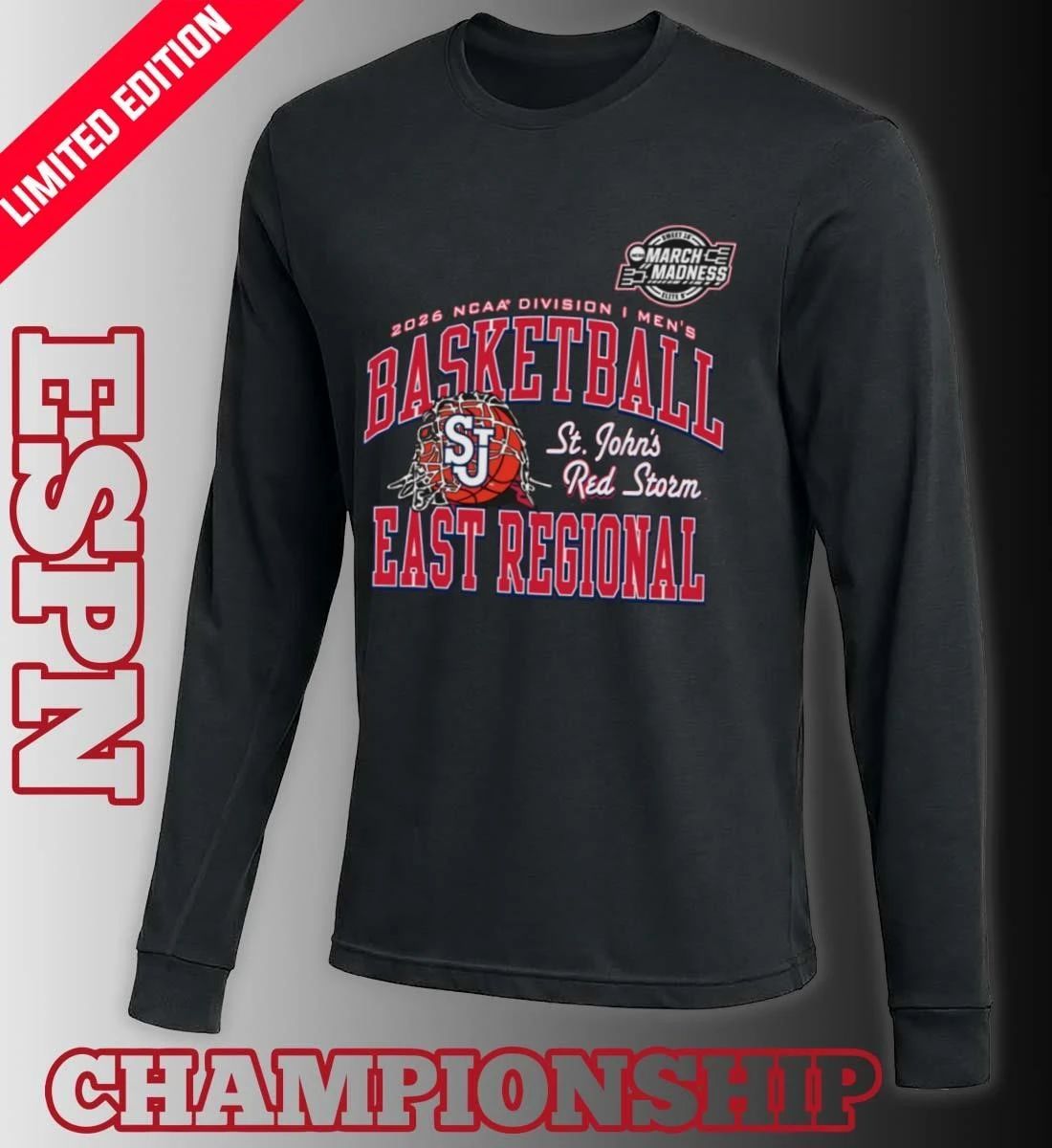 St John’s Red Storm 2026 NCAA DI Men’s Basketball Sweet 16 – East Regional T-Shirt