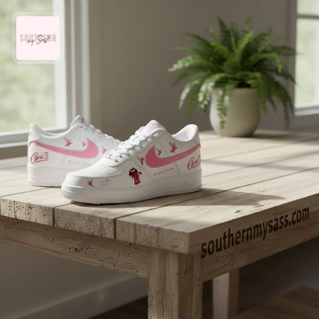 Cardi B Personalized Pink Air Force 1 Sneakers