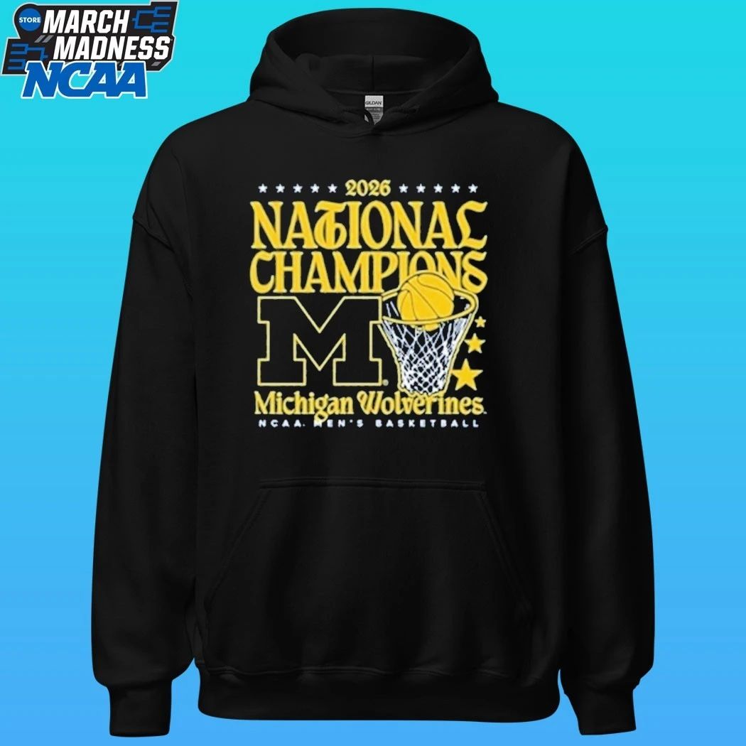 Michigan Wolverines Womens Navy Blue Mbb National Champs 2026 Hoop Shirt