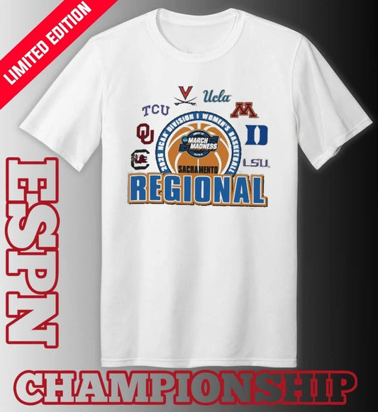2026 NCAA DI Women’s Basketball Tournament March Madness Sacramento Regional Teams T-Shirt