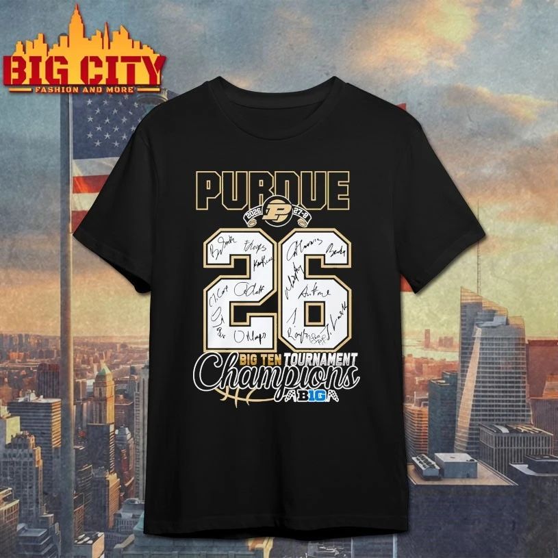 Purdue 2026 27-8 26 big ten tournament champions singatures T-shirt