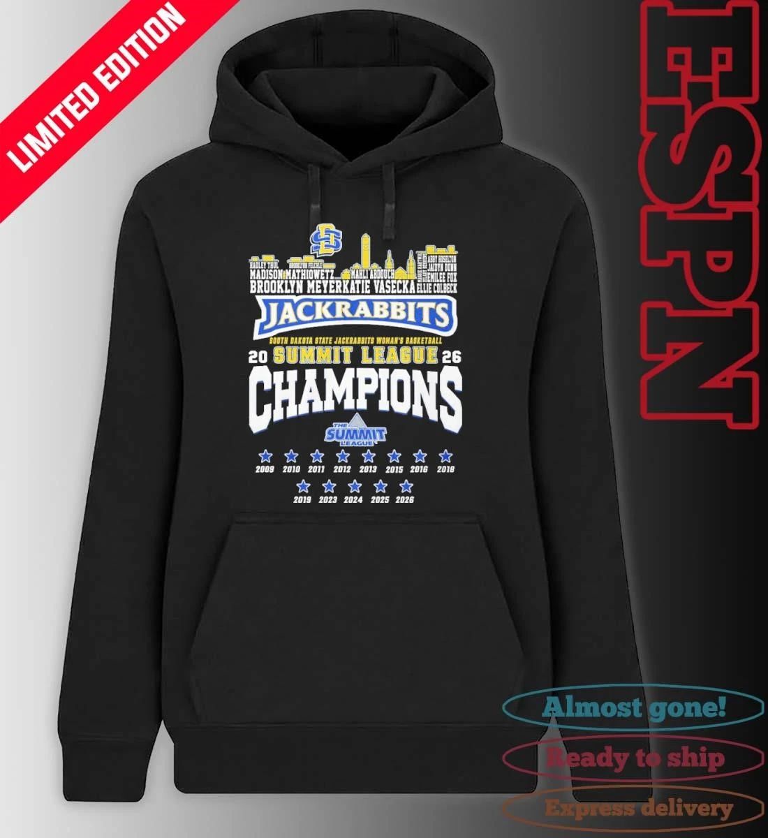 SDSU Men’s Basketball 2026 Summit League Conference Champions Skyline Player Name Shirt