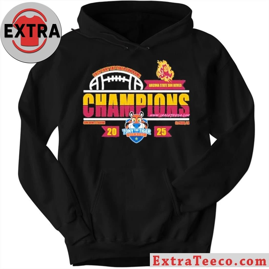 Arizona State Sun Devils 2025 Tony the Tiger Sun Bowl Champions Logo T-Shirt