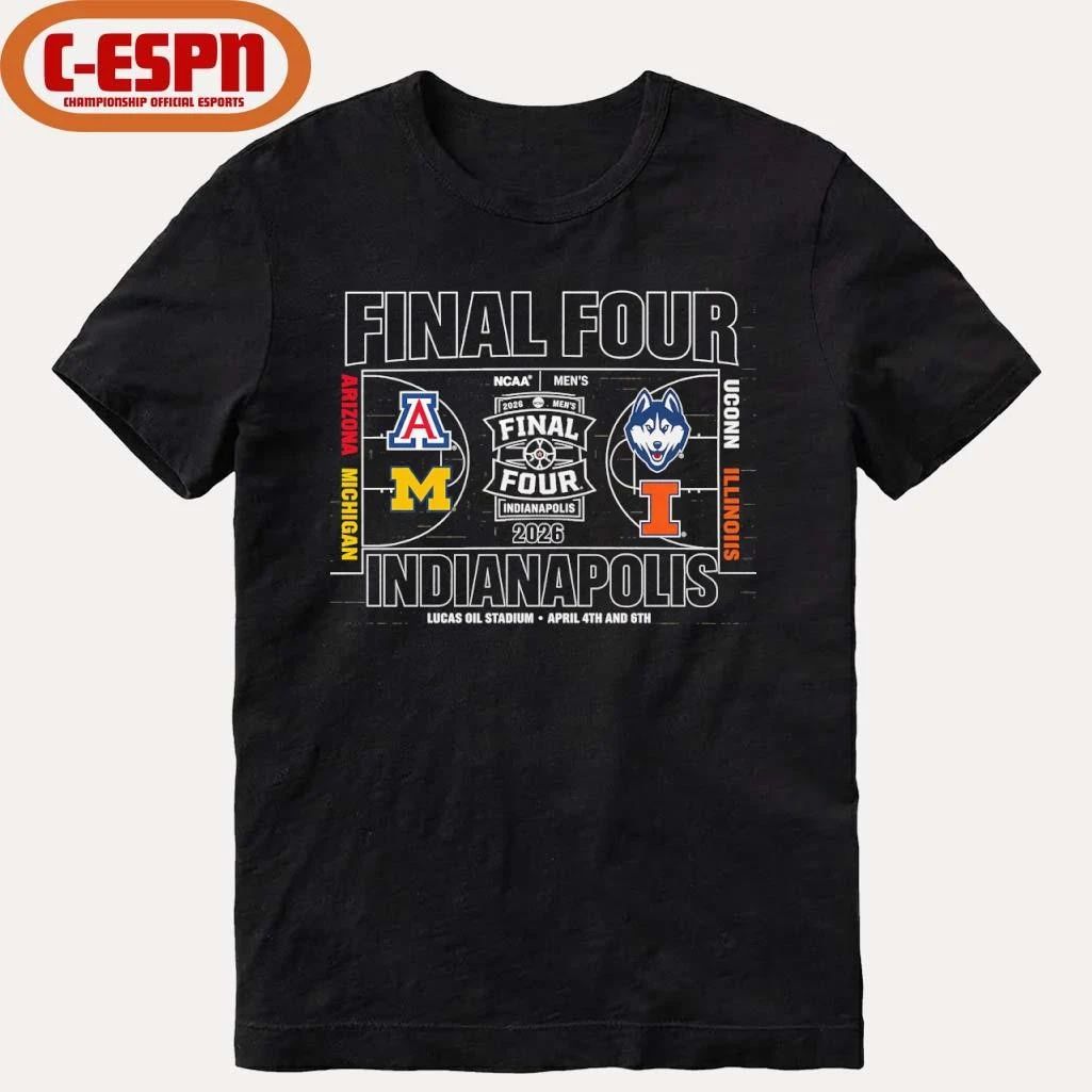 2026 Men’s Basketball Final Four 4-Team Court T-Shirt