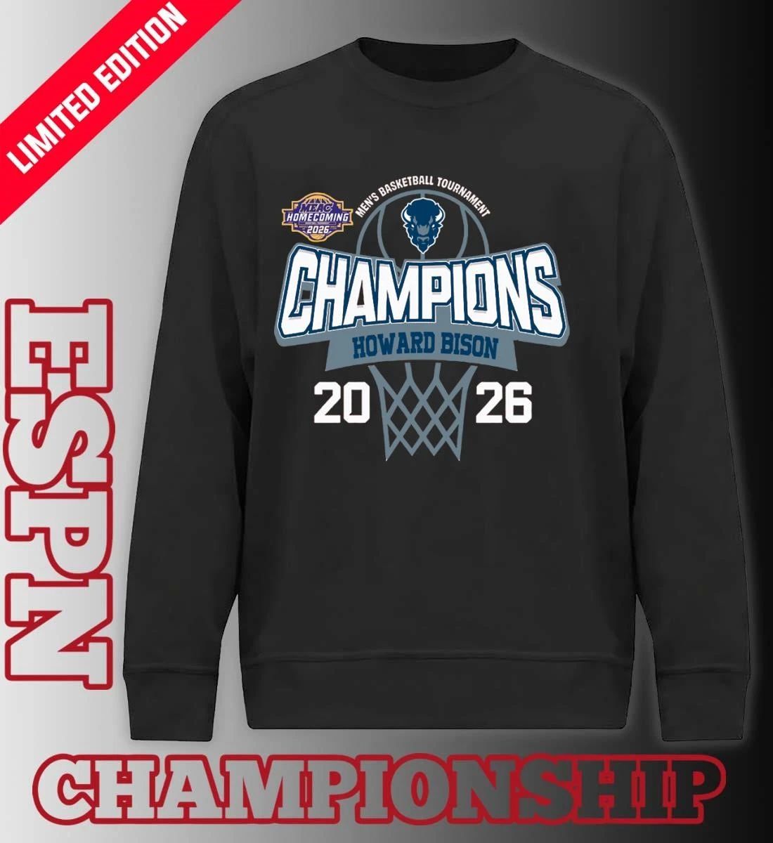 MEAC Men’s Basketball Tournament 2026 Champions Howard Bison T-Shirt