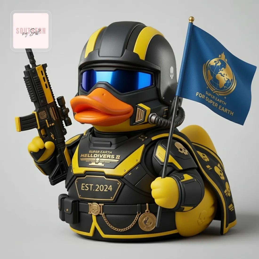 Helldivers II Super Earth Veteran Duck 2nd Anniversary EST. 2024 Rubber Duck
