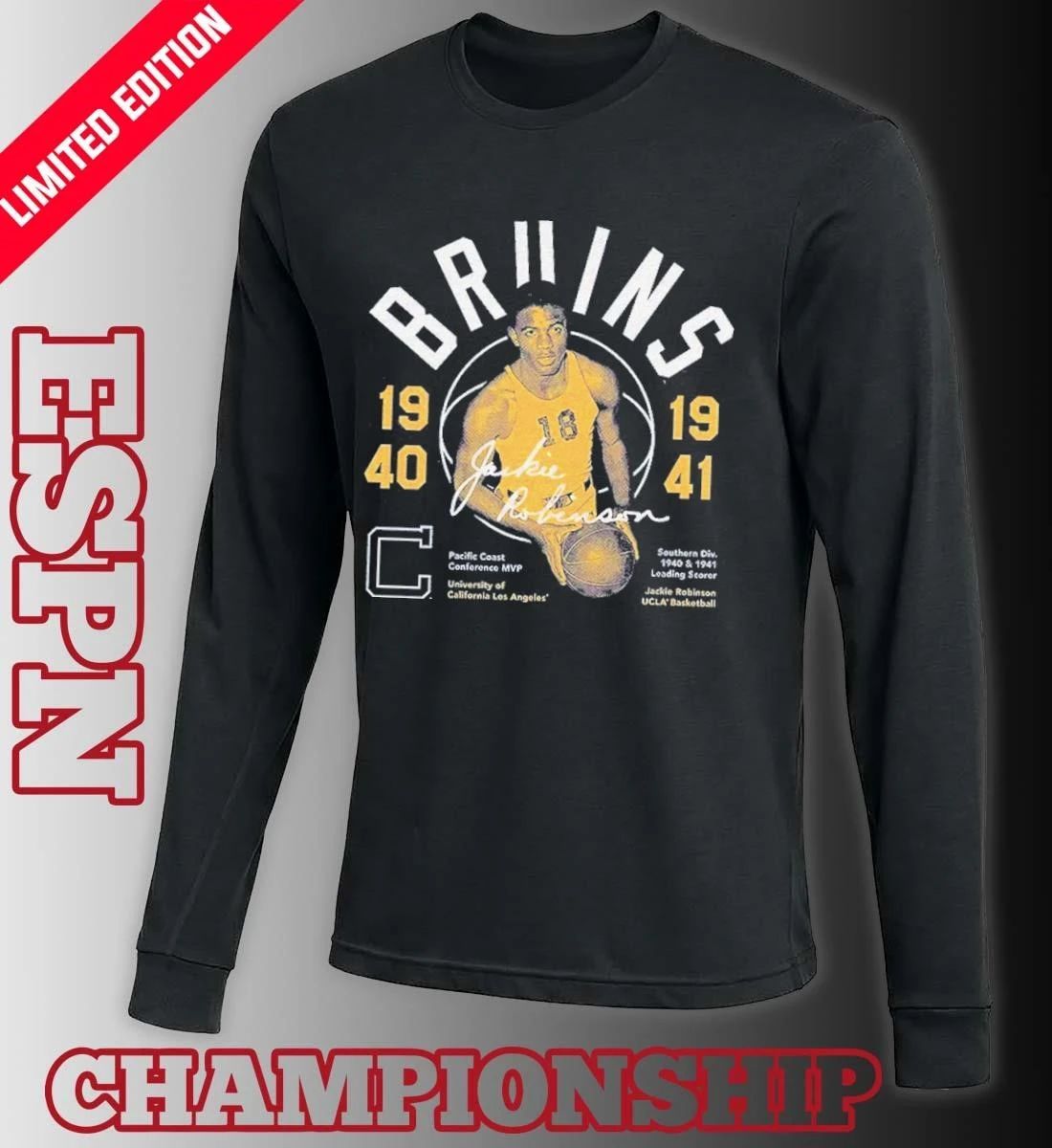 UCLA Bruins Jackie Robinson #42 1940 1941 Basketball T-Shirt