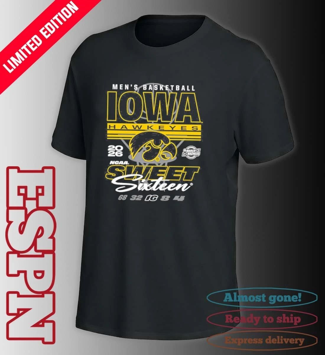 Iowa Hawkeyes 2026 NCAA Men’s March Madness Sweet 16 Bound Net Shirt