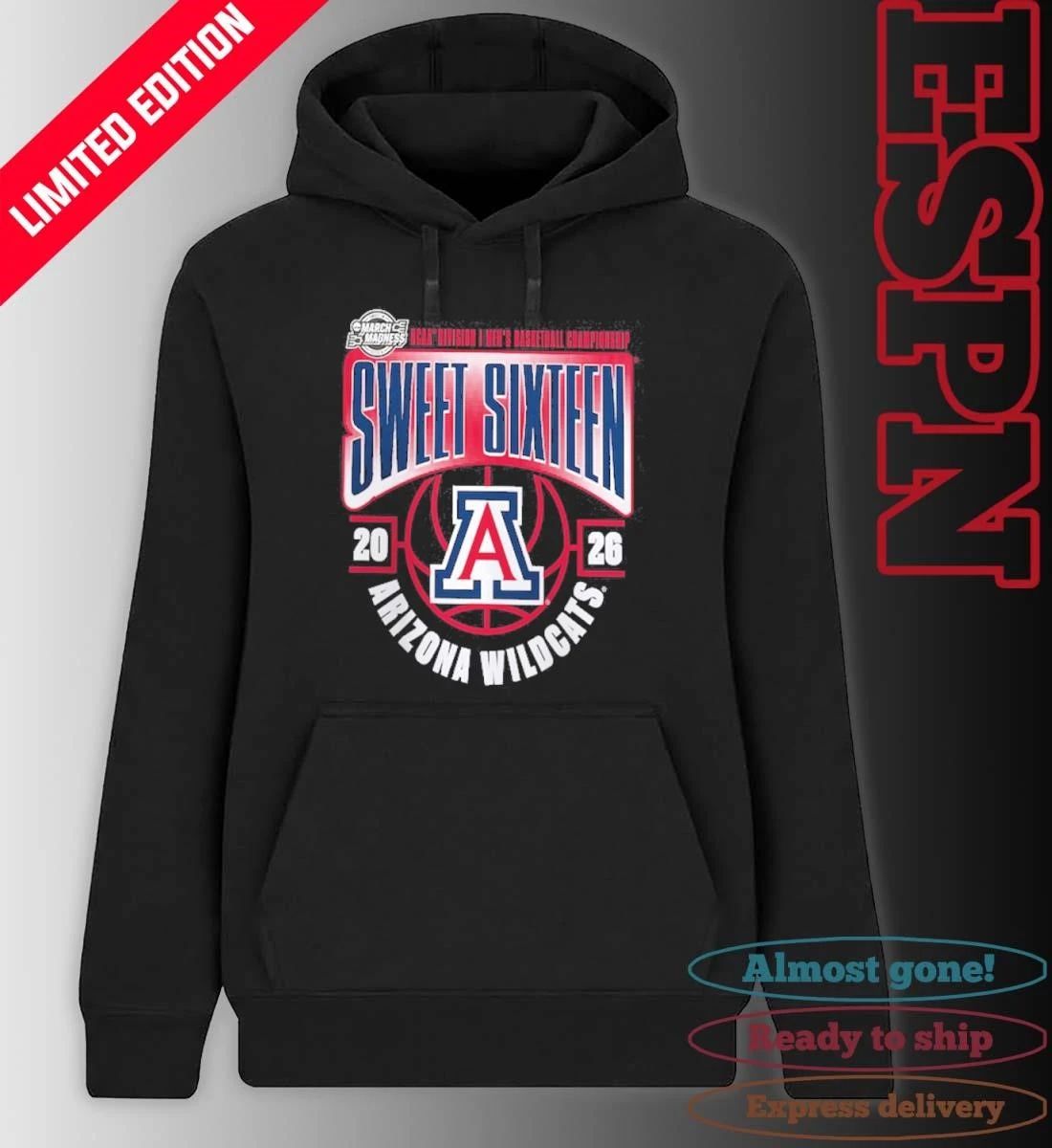 Arizona Wildcats 2026 NCAA Men’s Basketball Tournament March Madness Sweet 16 T-Shirt