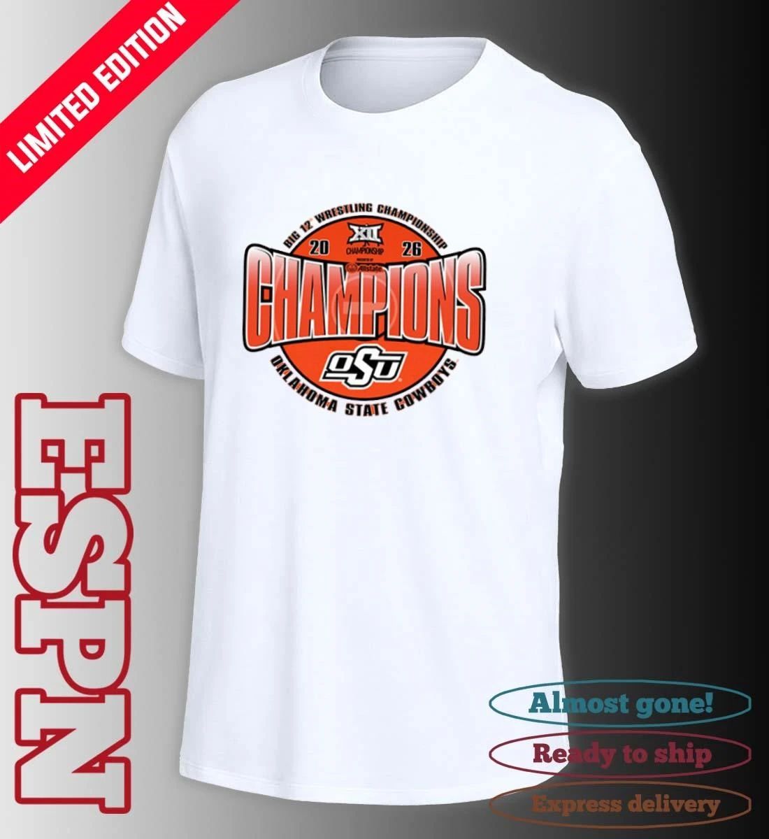Oklahoma State Cowboys 2026 Big 12 Wrestling Champions Shirt