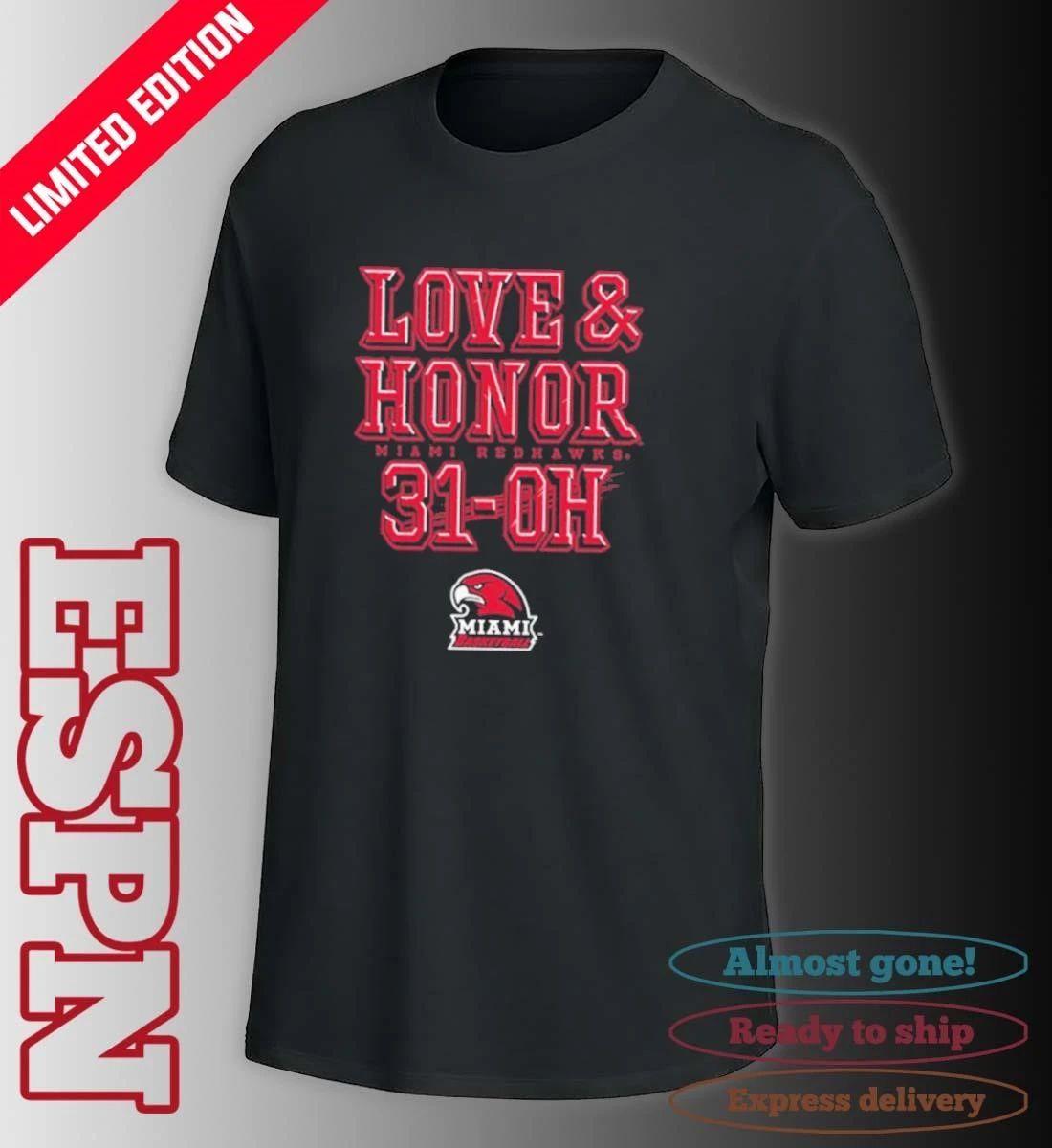 Miami RedHawks Basketball Love & Honor 31-OH Shirt