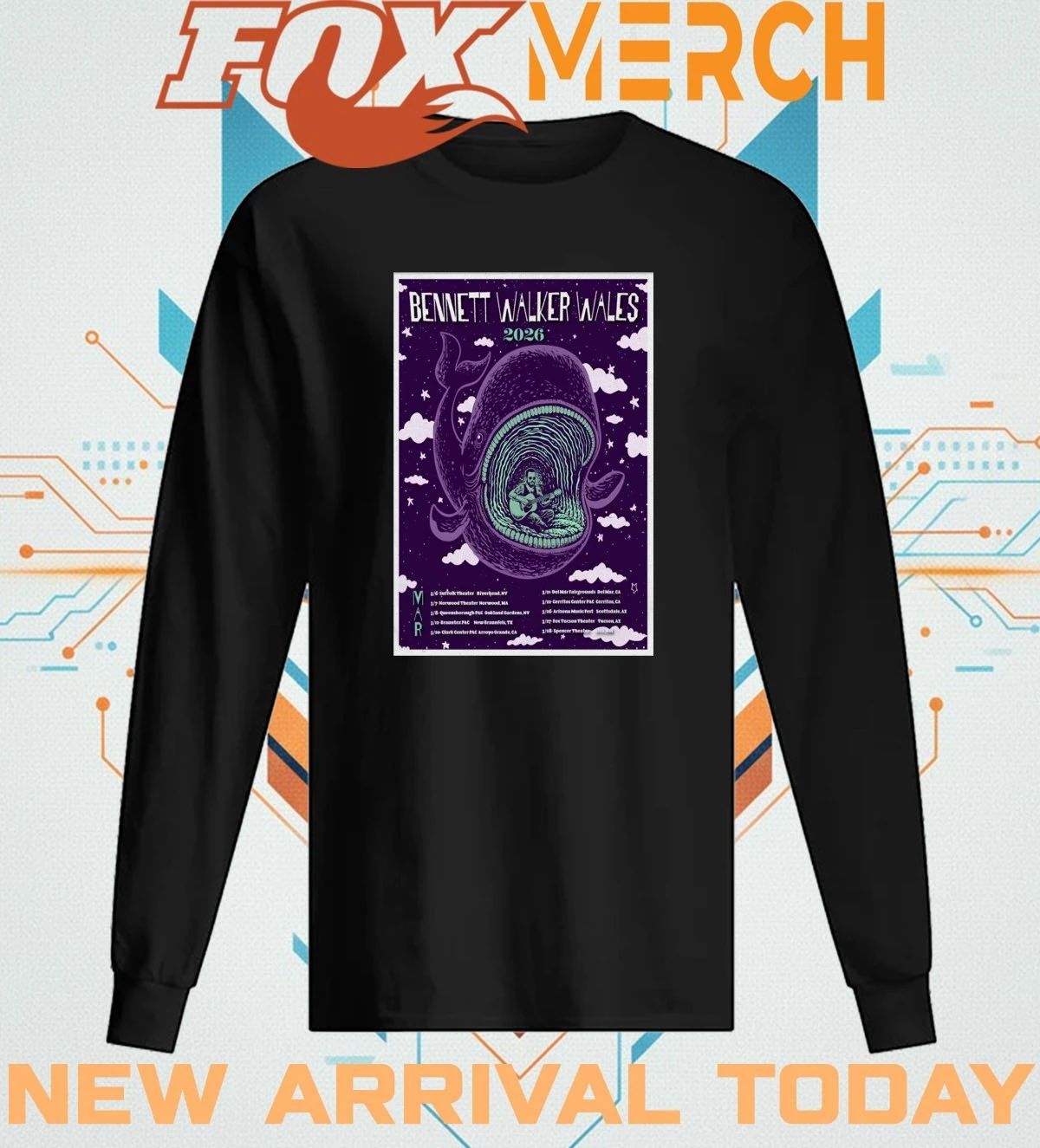 Bennett Walker Wales March 2026 Tour poster t-shirt