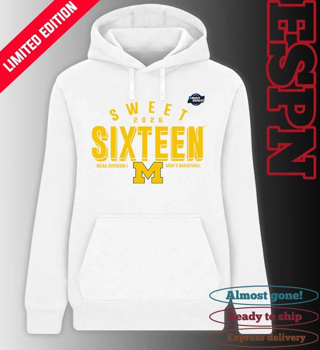Sweet 16 Michigan Wolverines 2026 NCAA Men’s Basketball T-Shirt