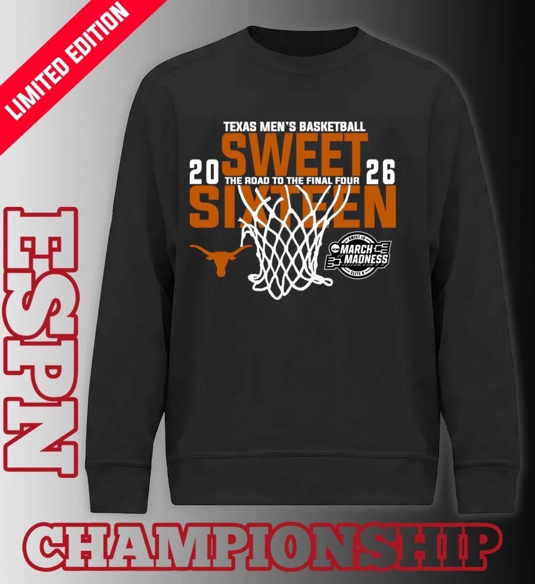 Texas Men’s Basketball 2026 Sweet Sixteen The Road To The Final Four Shirt