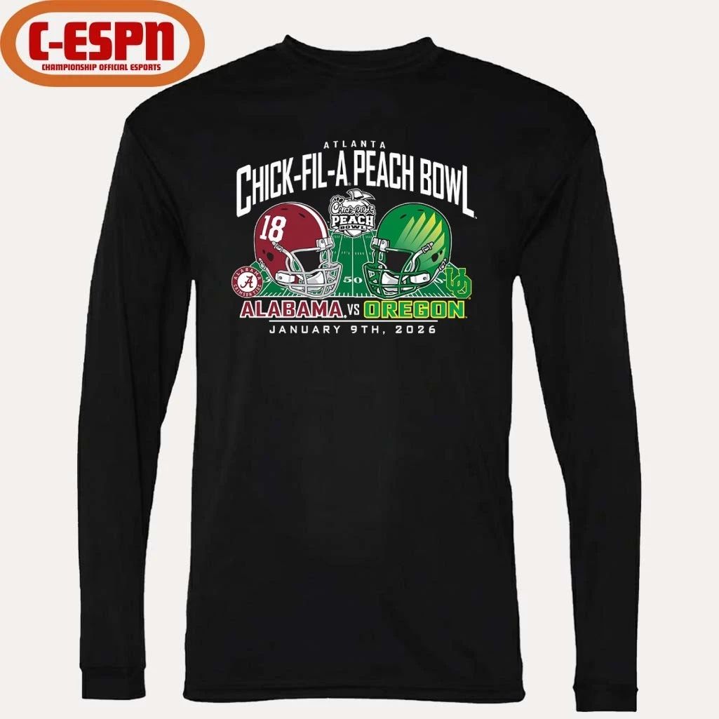 Alabama Vs Oregon 2026 CFP Semifinal Peach Bowl Helmet Matchup T-Shirt