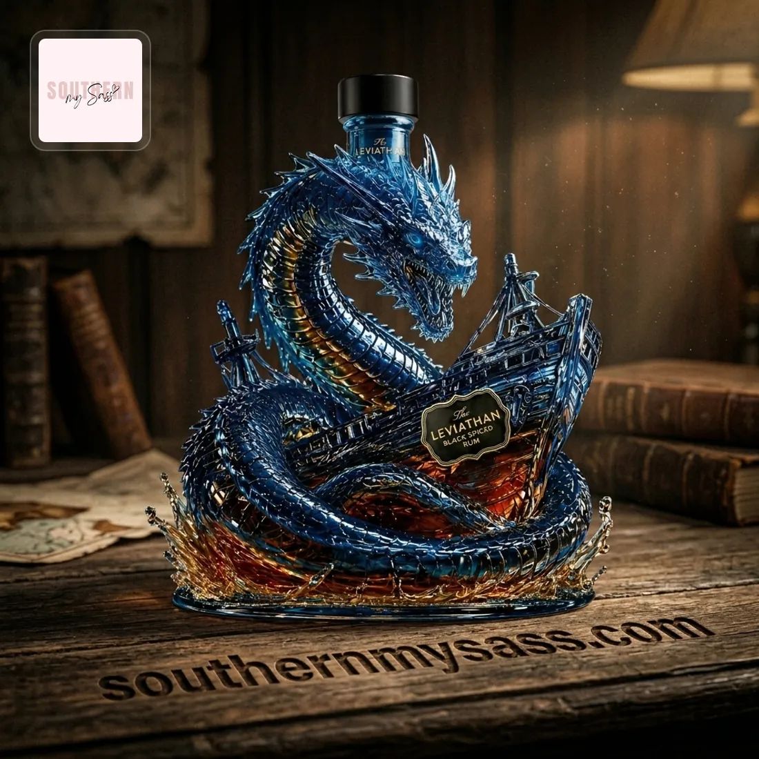 Leviathan Dragon Collectible Premium Black Spiced Whiskey Bottle