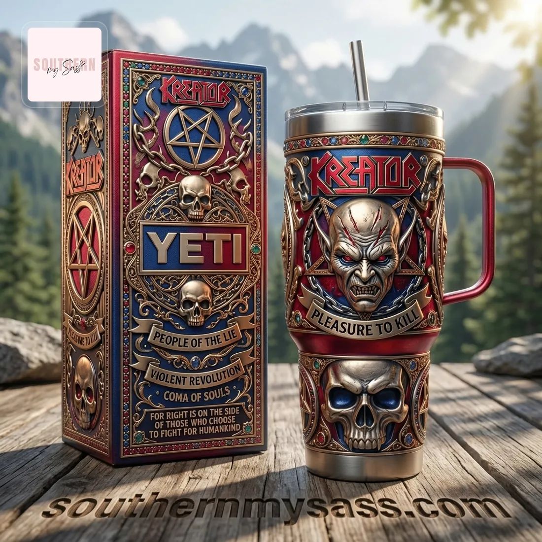 Kreator Thrash Metal Band 40oz Yeti Tumbler With Handle