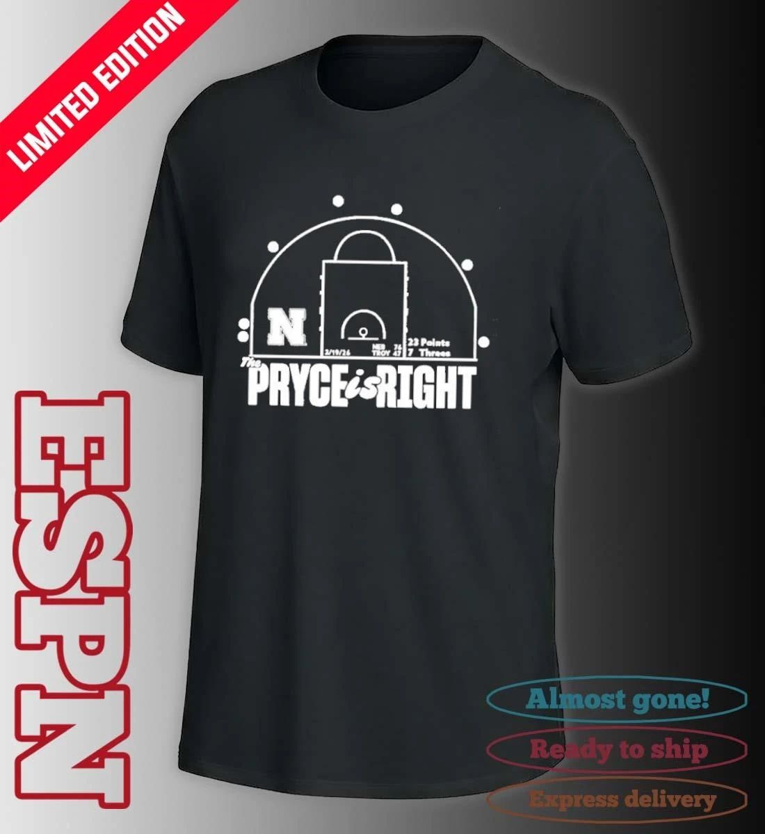 Nebraska Huskers Basketball Pryce Sandfort Is Right Red Shot Chart Shirt