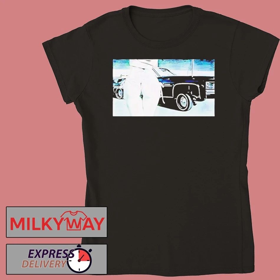 Vintage Lowrider Car Girl Bikini Back View Graphic Shirt