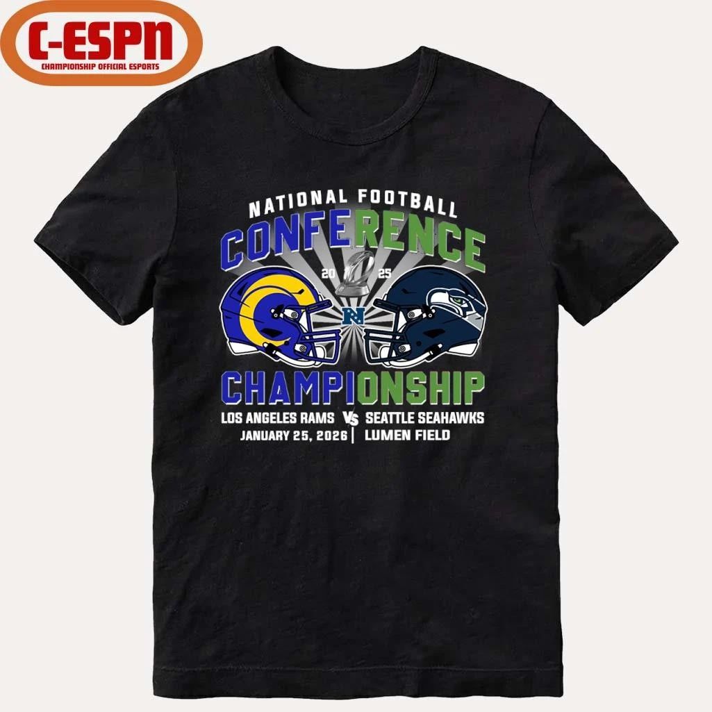 Rams Vs Seahawks NFC Conference Championship Duel Helmet T-Shirt