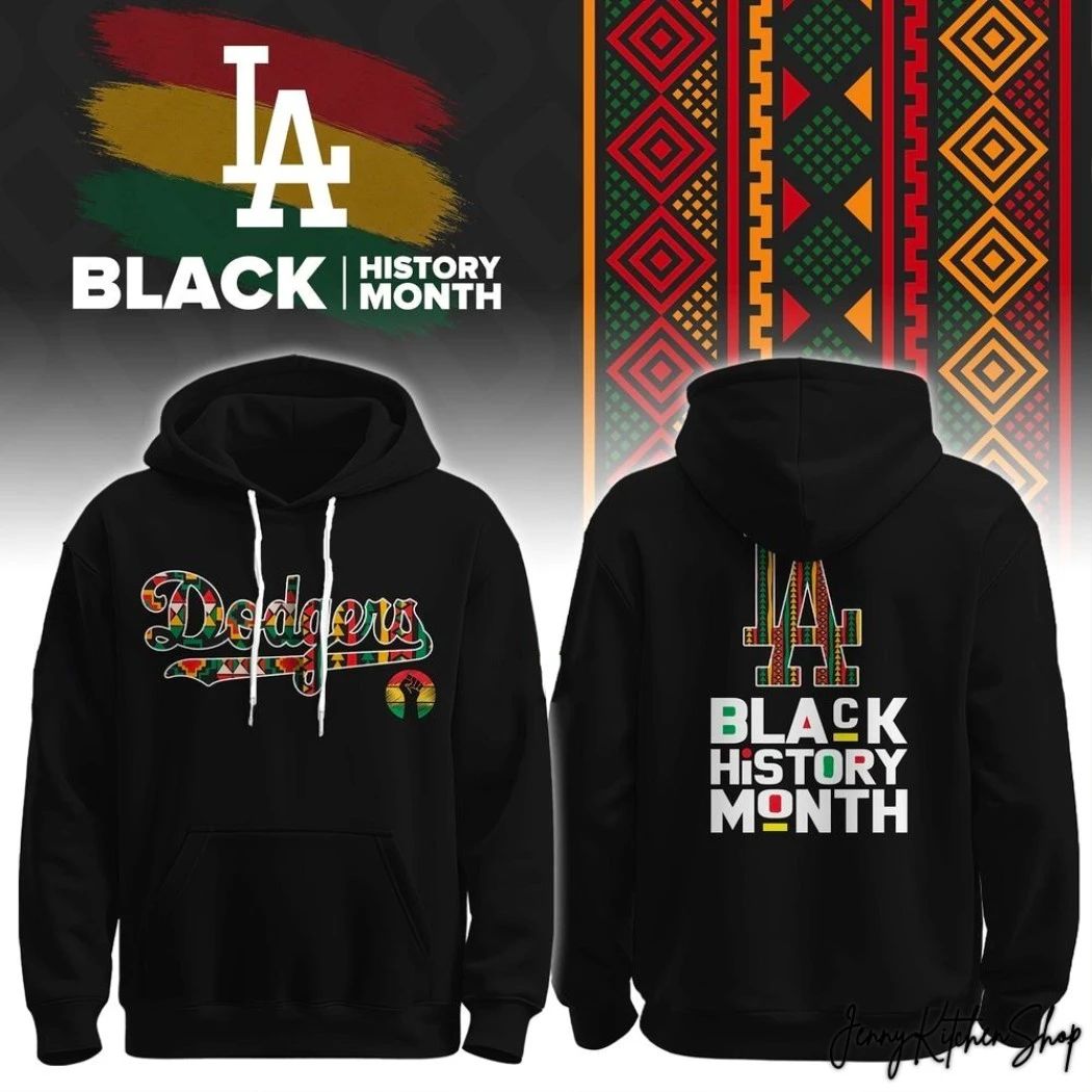 Dodgers Mlb Baseball Black History Month All Team Logo Two Sided 2026 T-Shirt