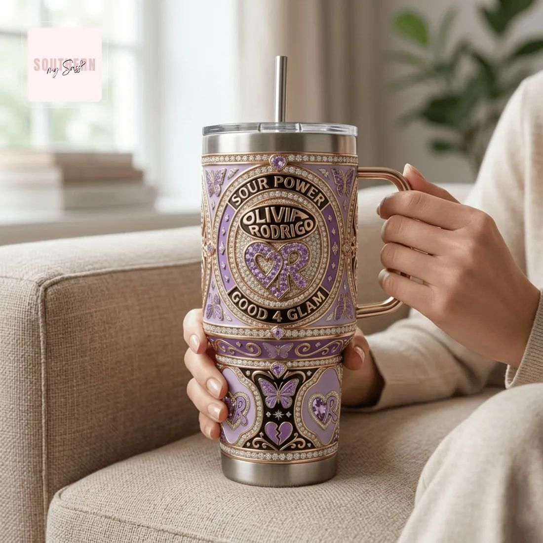 Olivia Rodrigo Sour Power Glam 40oz YETI Tumbler with Handle