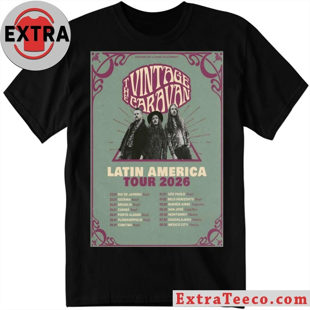 The Vintage Caravan Tour Latin America 2026 Poster T-Shirt