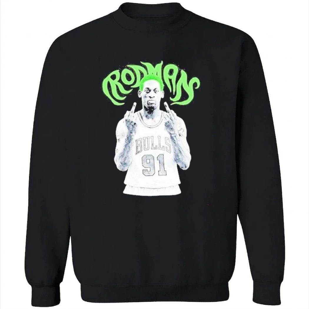 Dennis Rodman Chicago Bulls NBA basketball legend middle finger T-Shirt