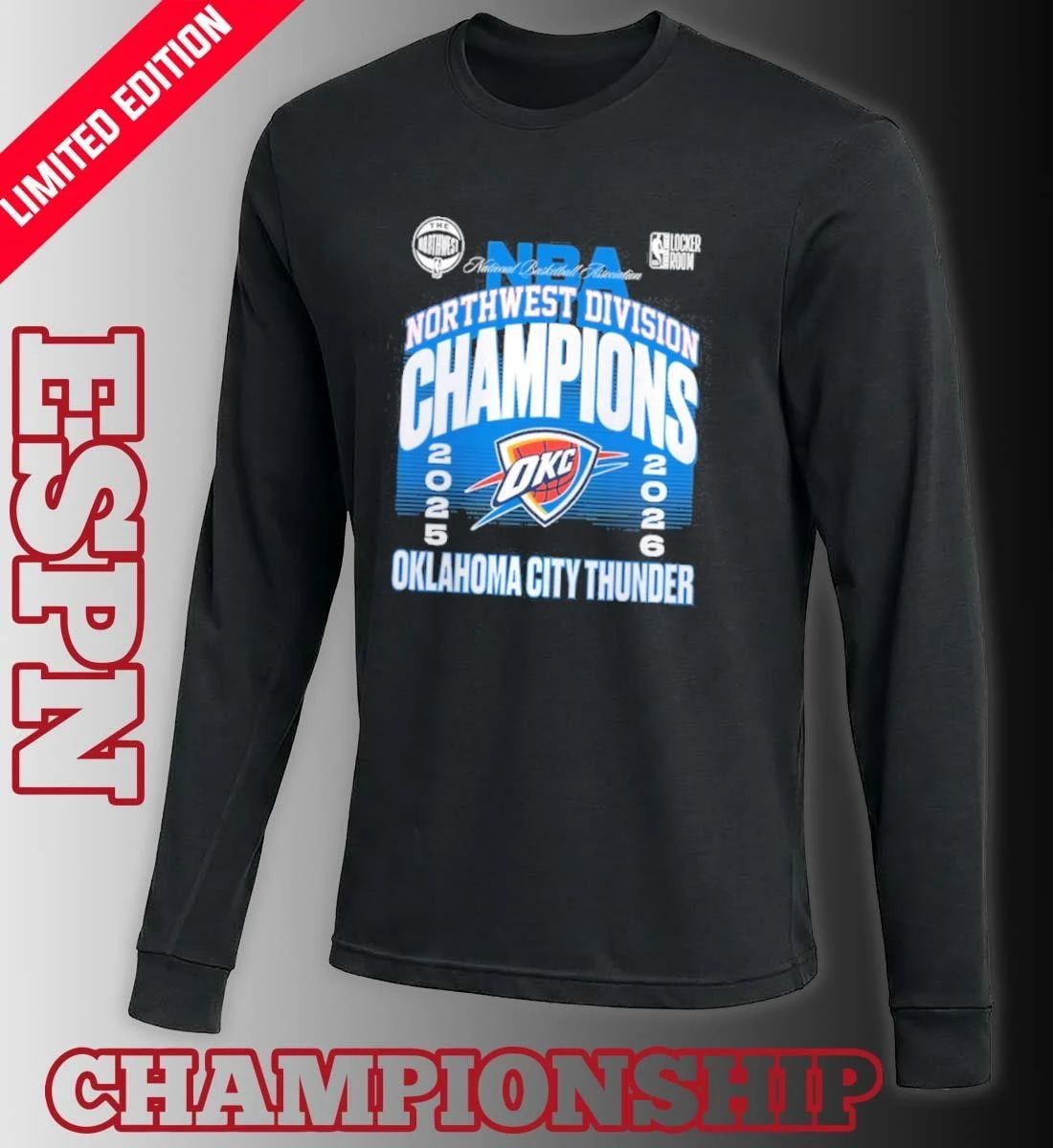 Oklahoma City Thunder 2026 NBA Northwest Division Champions Locker Room T-Shirt