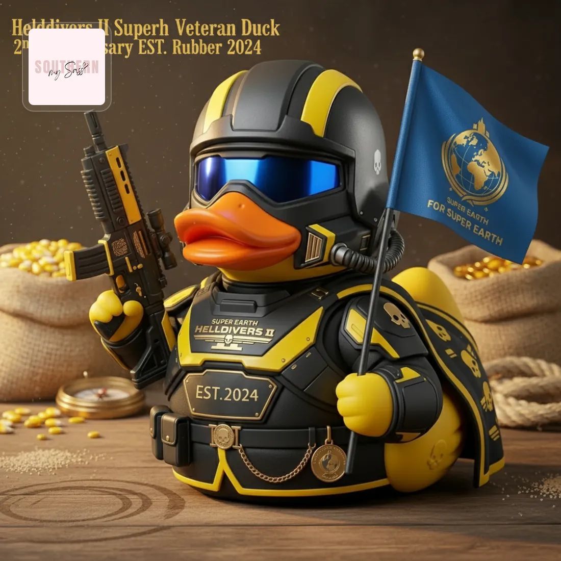 Helldivers II Super Earth Veteran Duck 2nd Anniversary EST. 2024 Rubber Duck