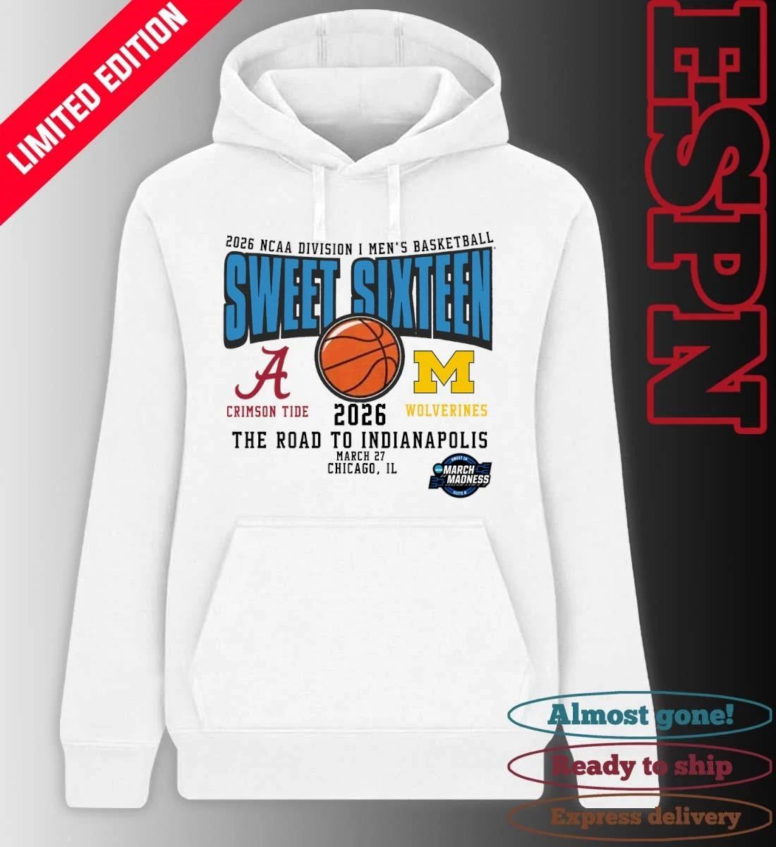 Alabama Vs Michigan 2026 NCAA DI Men’s Basketball Tournament Sweet Sixteen T-Shirt