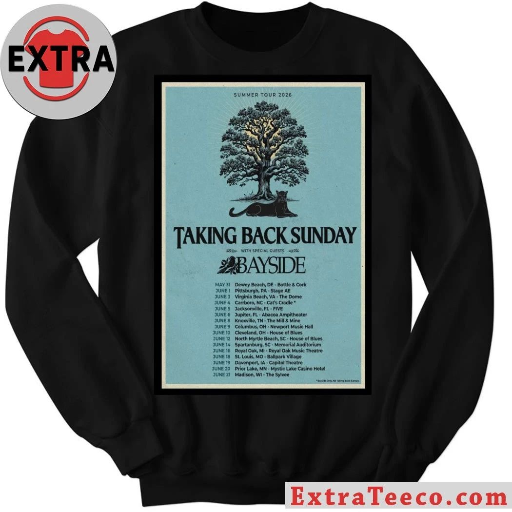 Taking Back Sunday 2026 US Tour with Bayside Poster T-Shirt