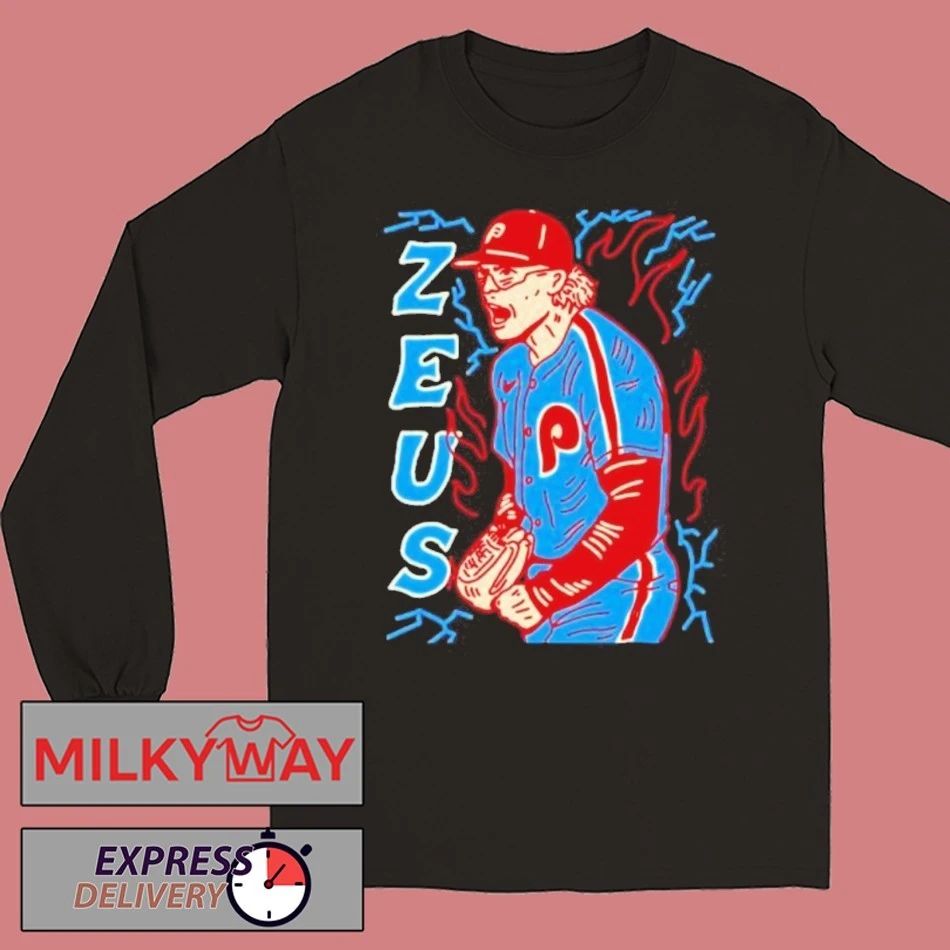Zeus Philadelphia Phillies Baseball Pitcher Lightning Bolt Shirt