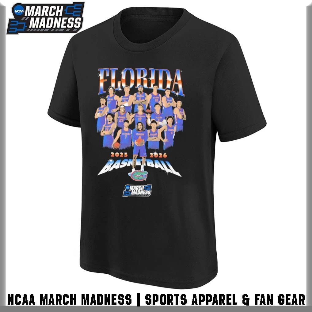 Florida Gators Men’s Basketball Teams 2025-2026 NCAA March Madness T-Shirt