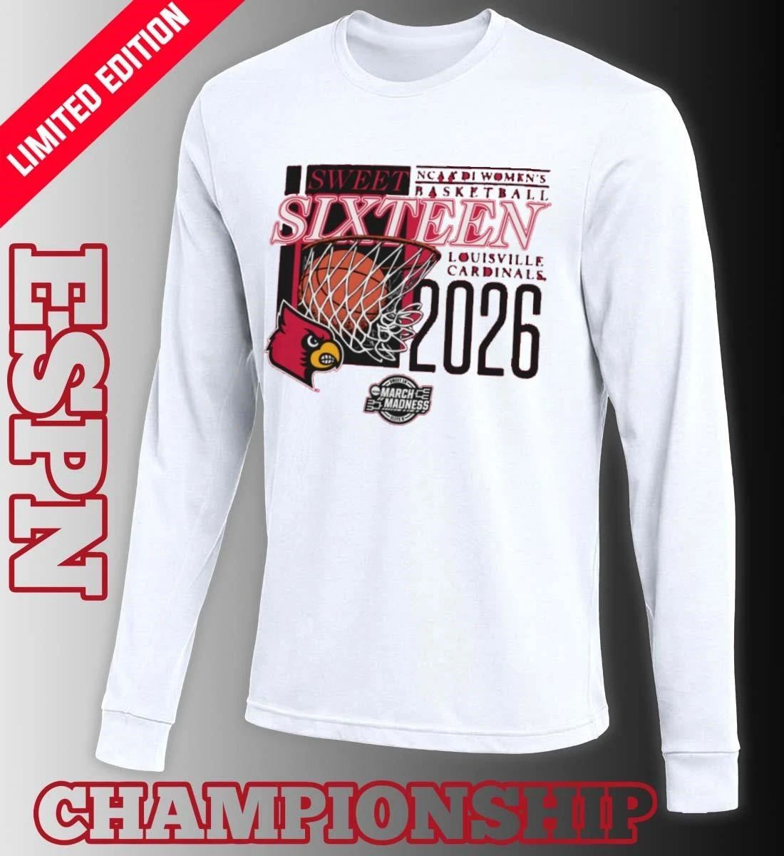 Louisville Cardinals 2026 NCAA DI Women’s Basketball Sweet Sixteen – Fort Worth Regional T-Shirt