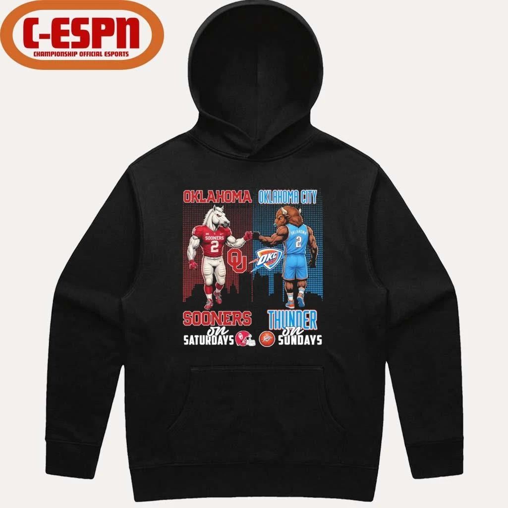 Mascot Oklahoma Sooners On Saturdays And Oklahoma City Thunder On Sundays Shirt