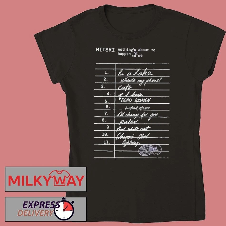 Mitski Cat Nothing’s About To Happen To Me Library Stamp Two Sided shirt