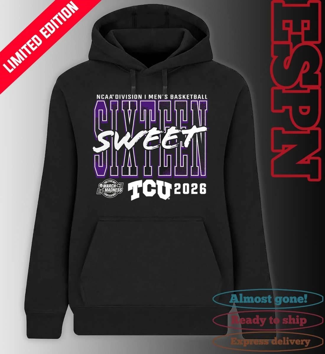 TCU Horned Frogs 2026 NCAA Men’s Basketball Tournament March Madness Sweet 16 T-Shirt