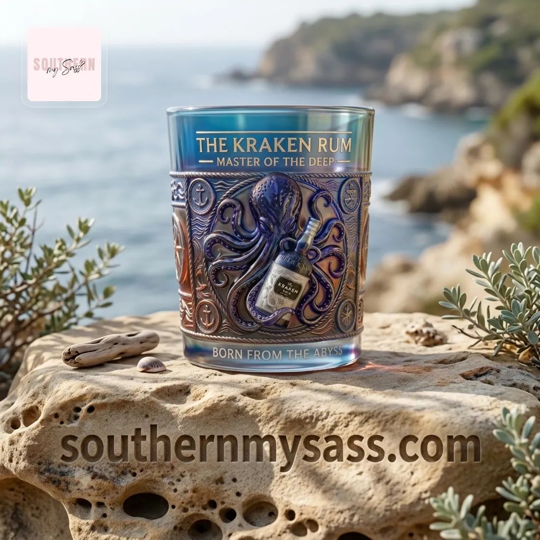 The Kraken Rum Master of the Deep 3D Embossed Premium Whiskey Glass