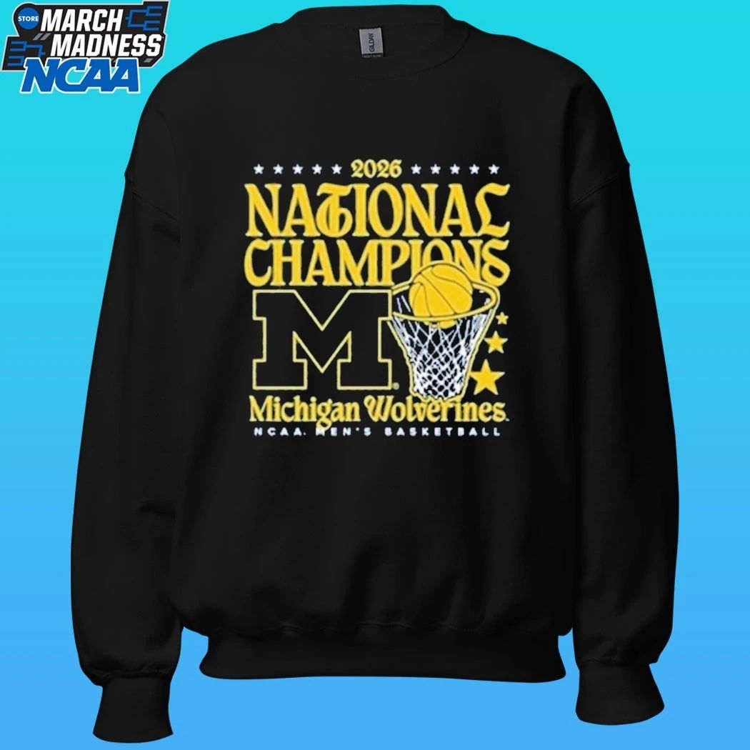 Michigan Wolverines Womens Navy Blue Mbb National Champs 2026 Hoop Shirt