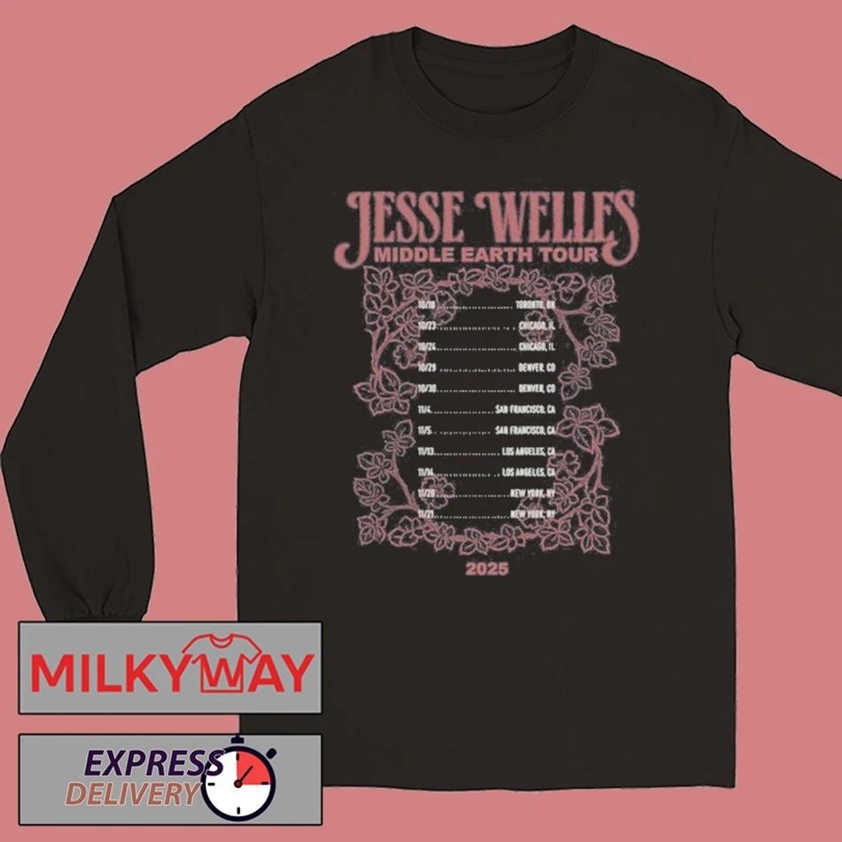 Jesse Welles 2025 Middle Earth Tour Tee Shirt