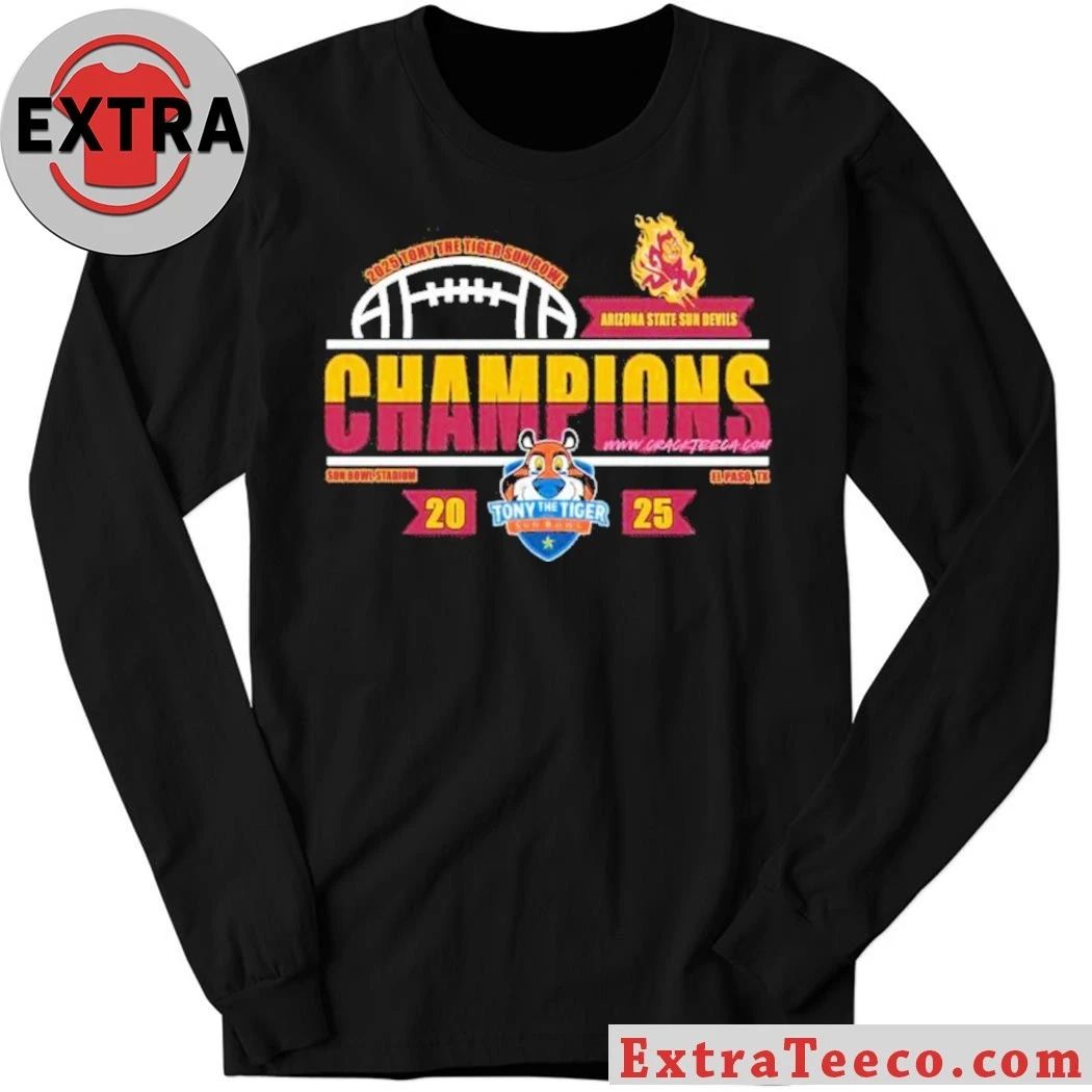 Arizona State Sun Devils 2025 Tony the Tiger Sun Bowl Champions Logo T-Shirt
