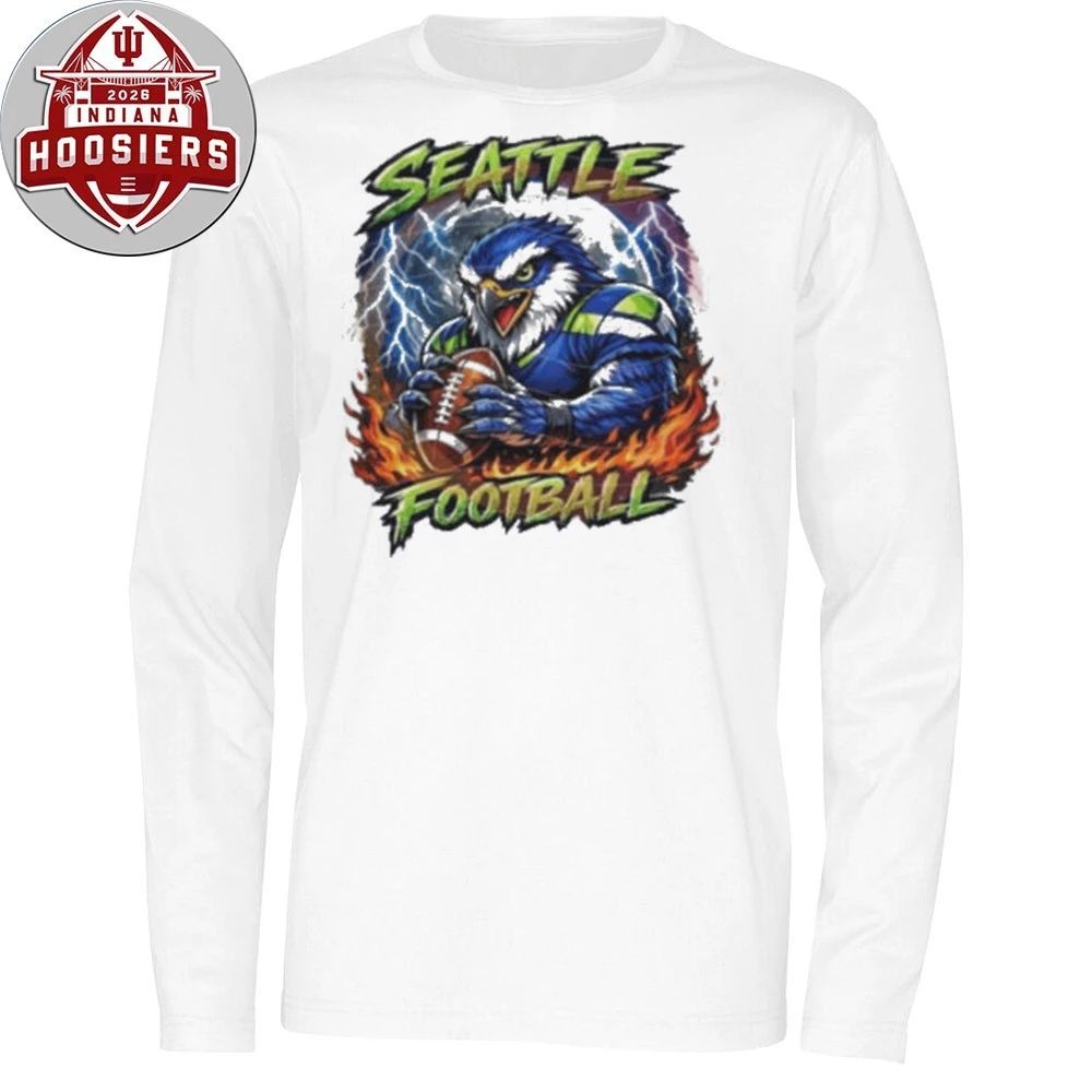 Seattle Football Angry Eagle Mascot Moon and Lightning T-Shirt
