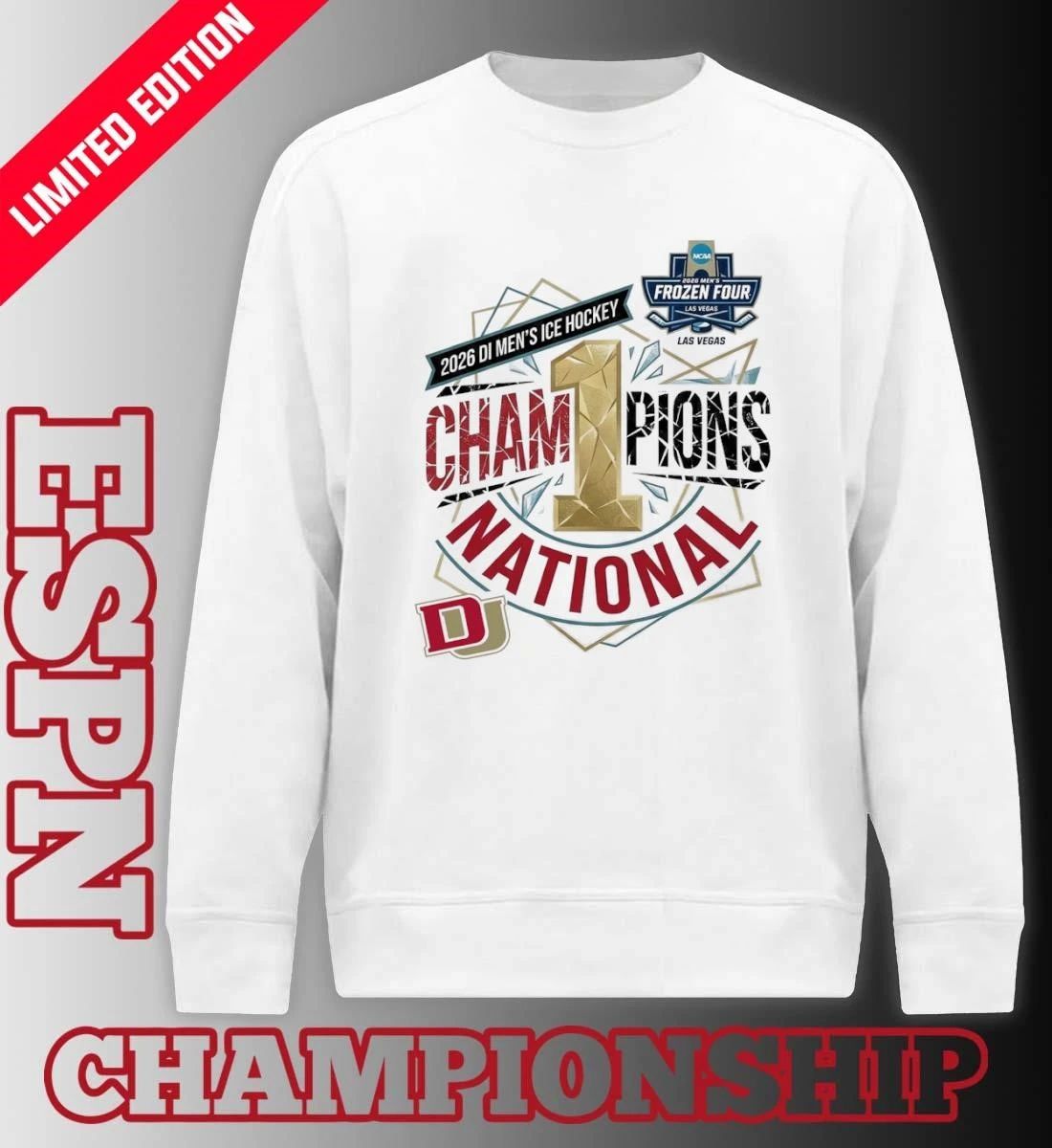 Denver Pioneers 2026 NCAA DI Men’s Ice Hockey Frozen Four National Champions Las Vegas T-Shirt